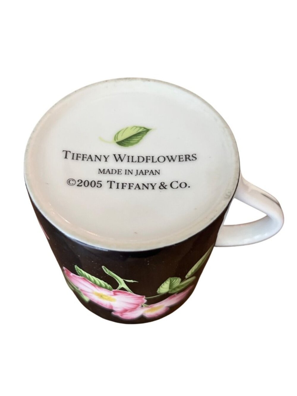 Tiffany & Co Wildflowers Black Floral Mug 2005 Japan Porcelain - Picture 2 of 5